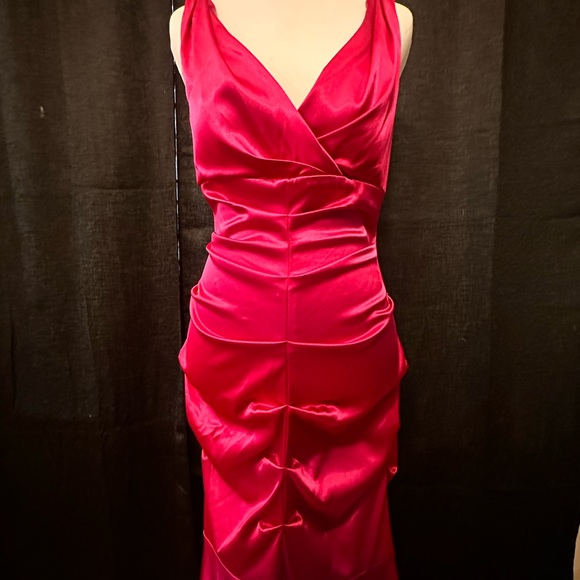 CACHE SATIN PINK MERMAID SEXY FORMAL GOWN Shaping Slimming Prom dress - Picture 10 of 13